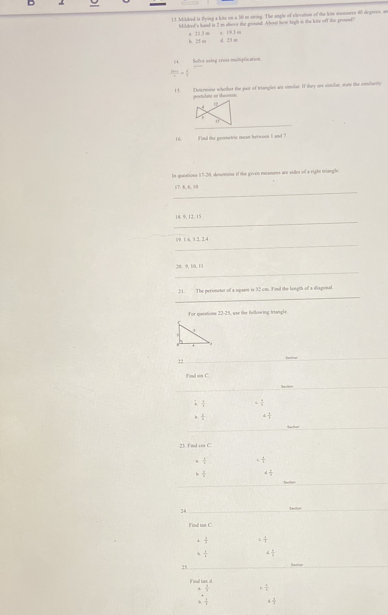 13-25 please and thank you 13. Mildred is flying
