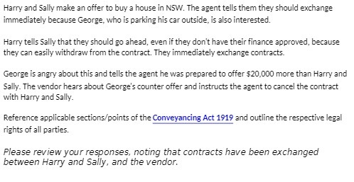 Harry and Sally make an offer to buy a house in