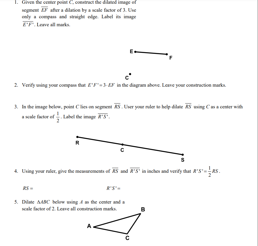 1. Given the center point C, construct the