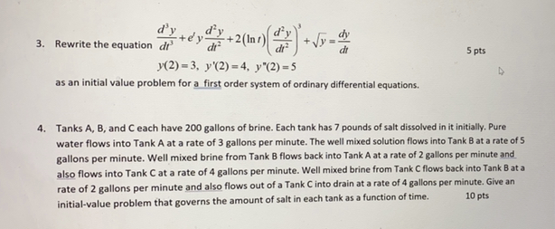 d'y 3. Rewrite the equation dr +ey +2(Inr) +