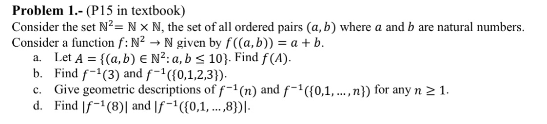 Problem 1.- (P15 in textbook) Consider the set