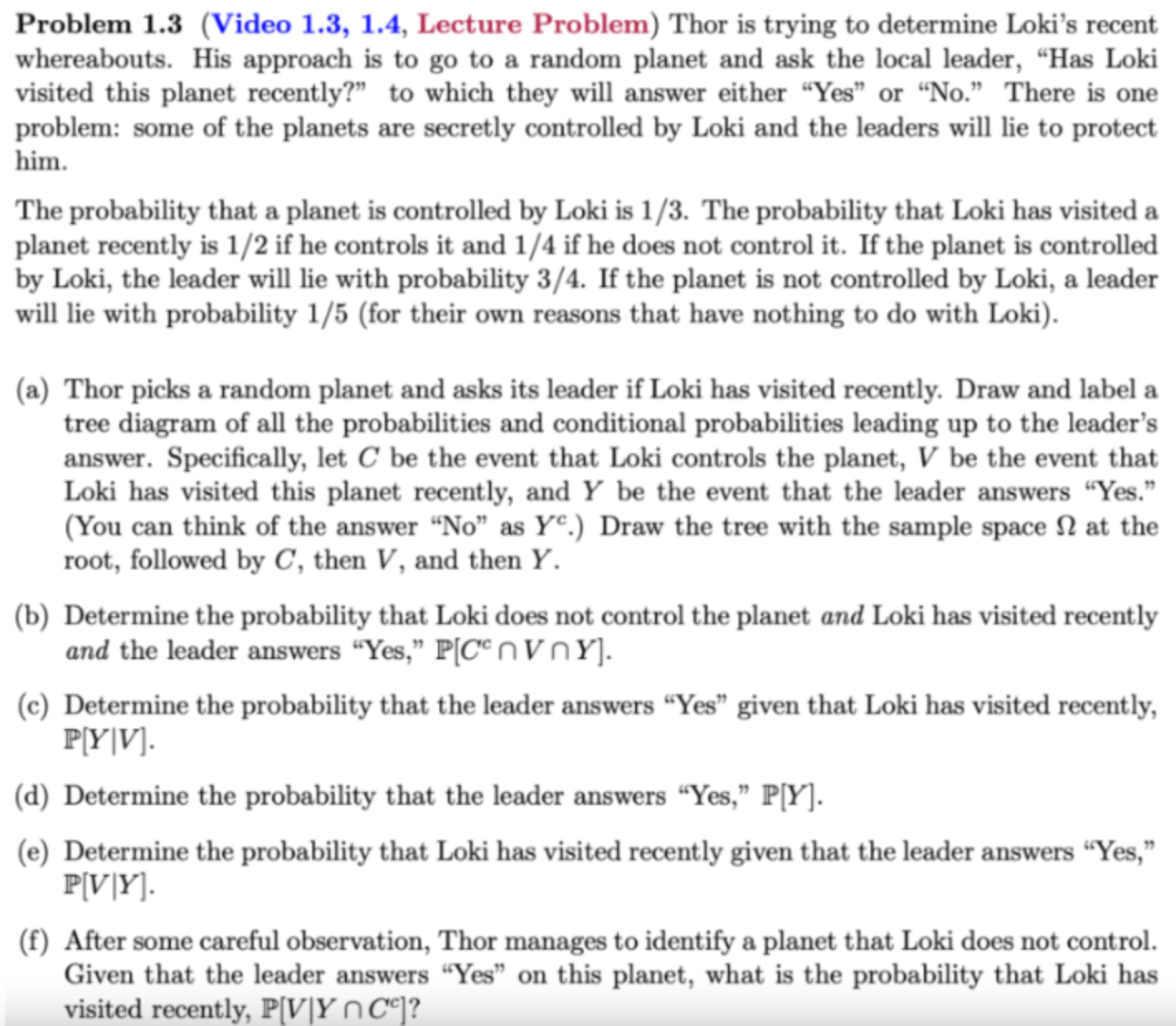 Problem 1.3 (Video 1.3, 1.4, Lecture Problem)