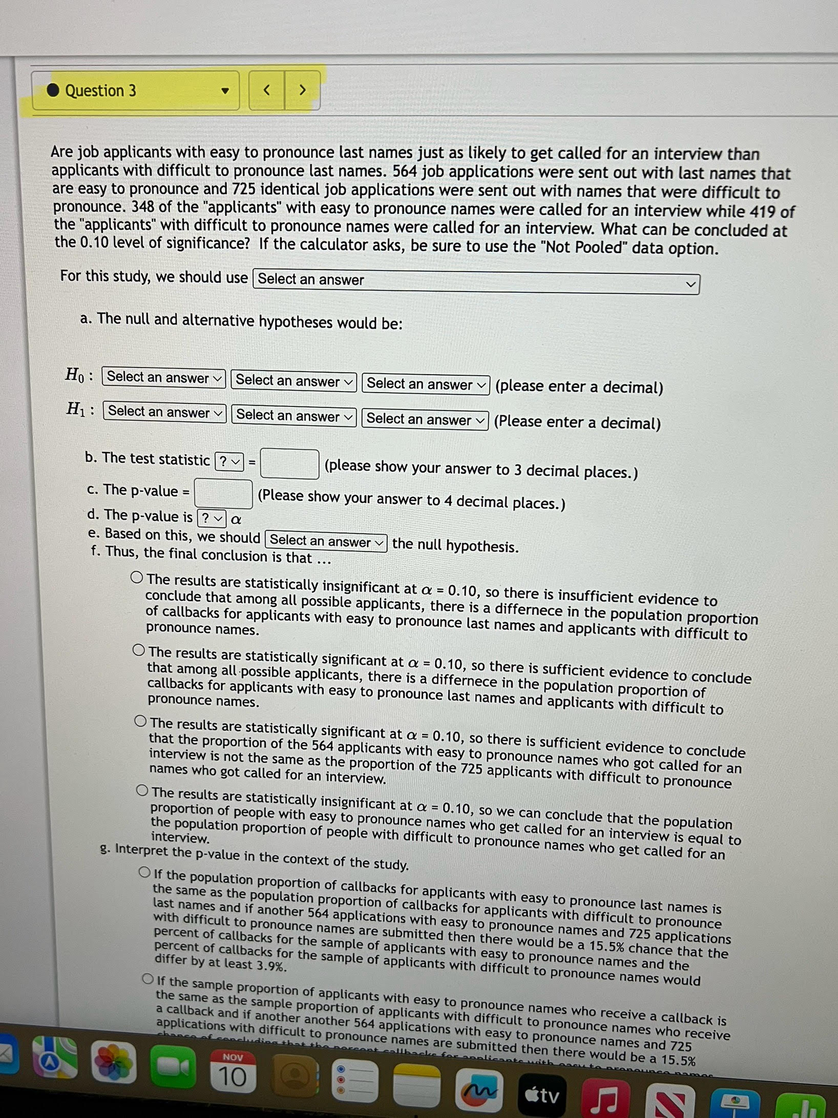 Question 2 Is the average time to complete an