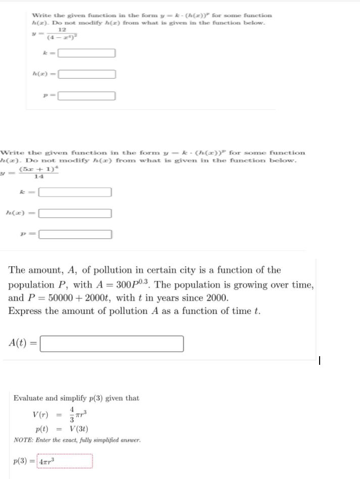 Write the given function in the form y = & -