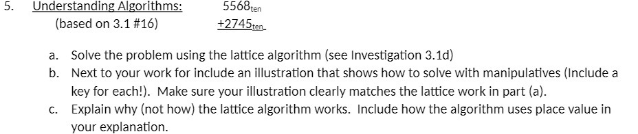 5. Understanding Algorithms: 5568M (based on 3.1