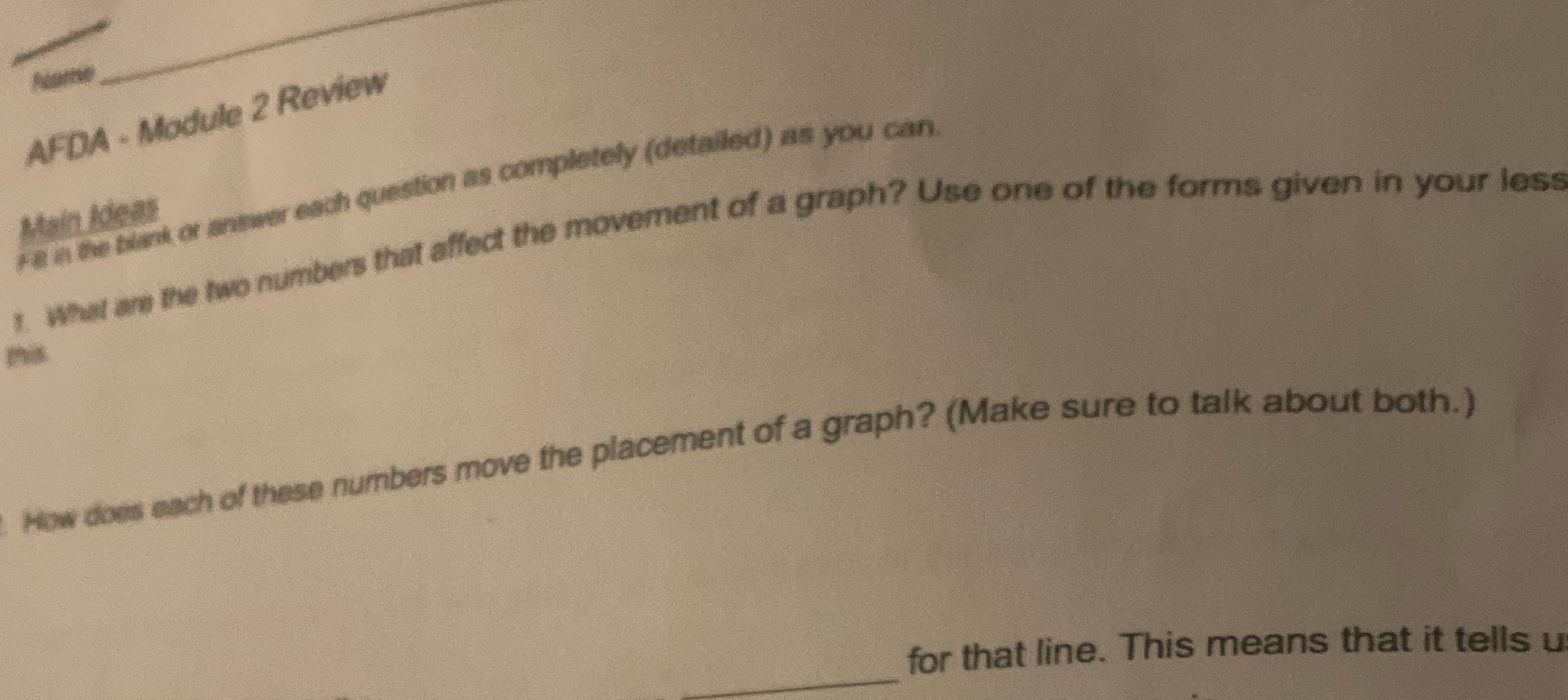 AFDA . Module 2 Review Main Me unstion as