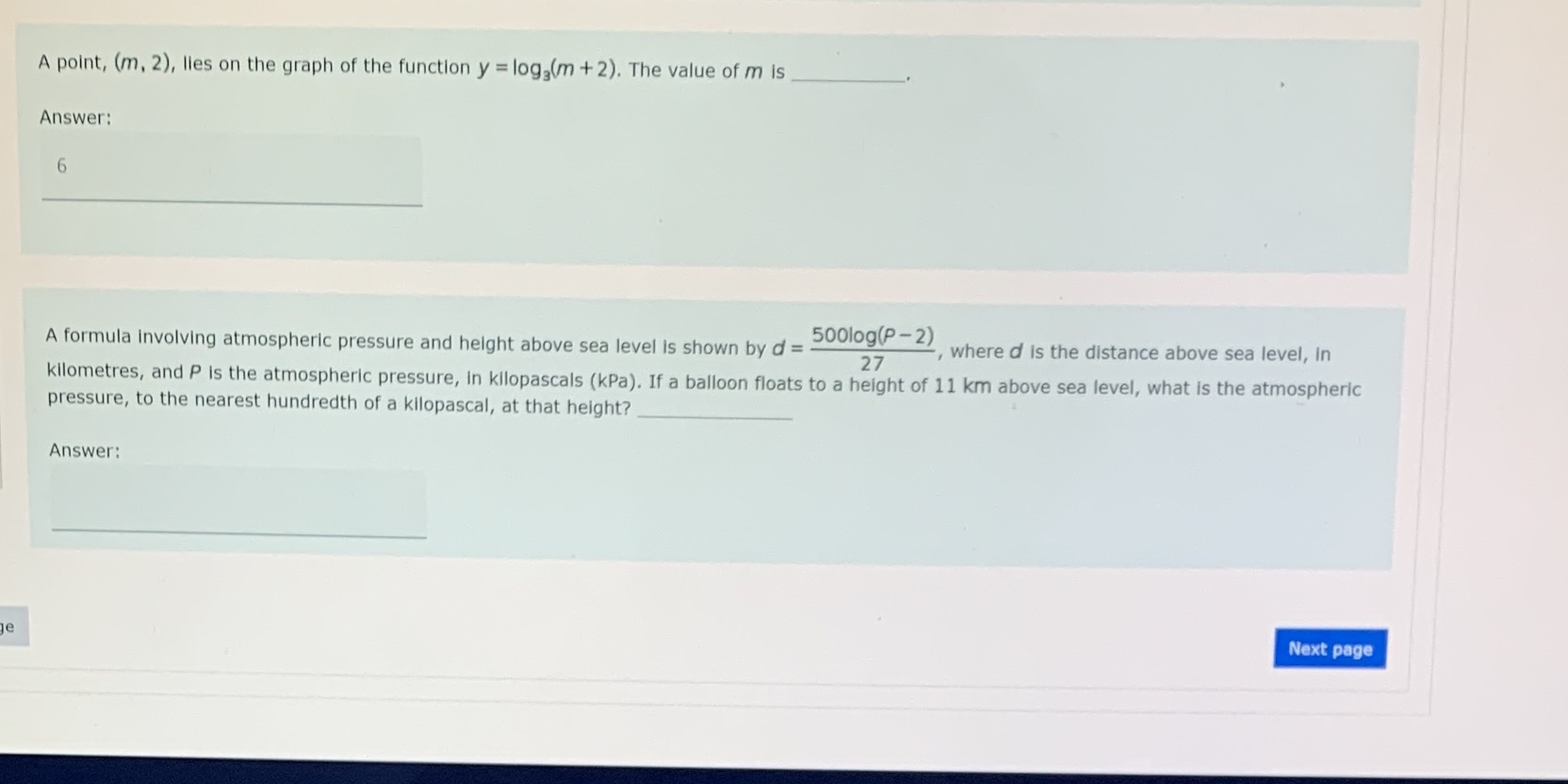 A point, (m, 2), lies on the graph of the