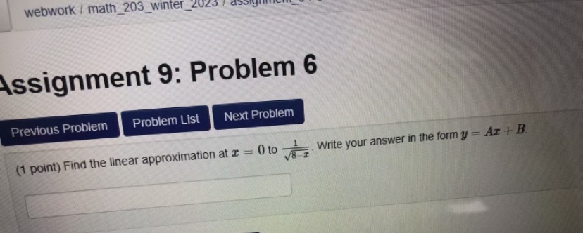 Can you help with the answer webwork /