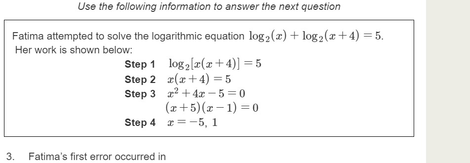 Use the following information to answer the next