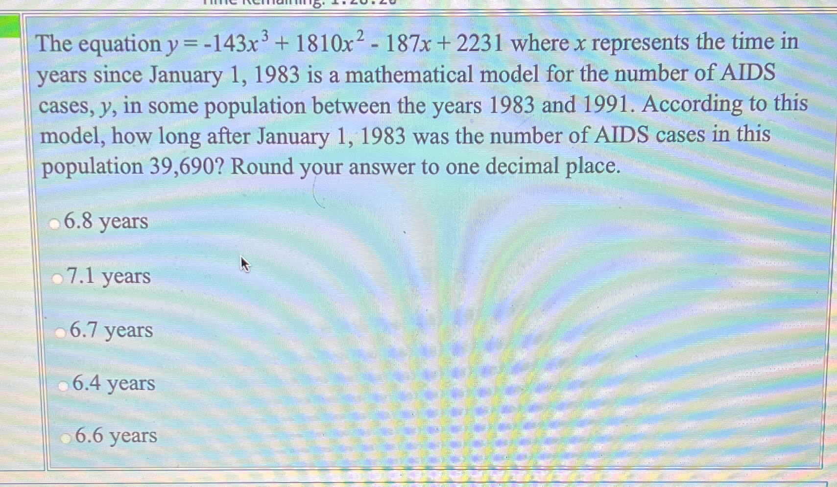 Read below The equation y = -143x' + 1810x -