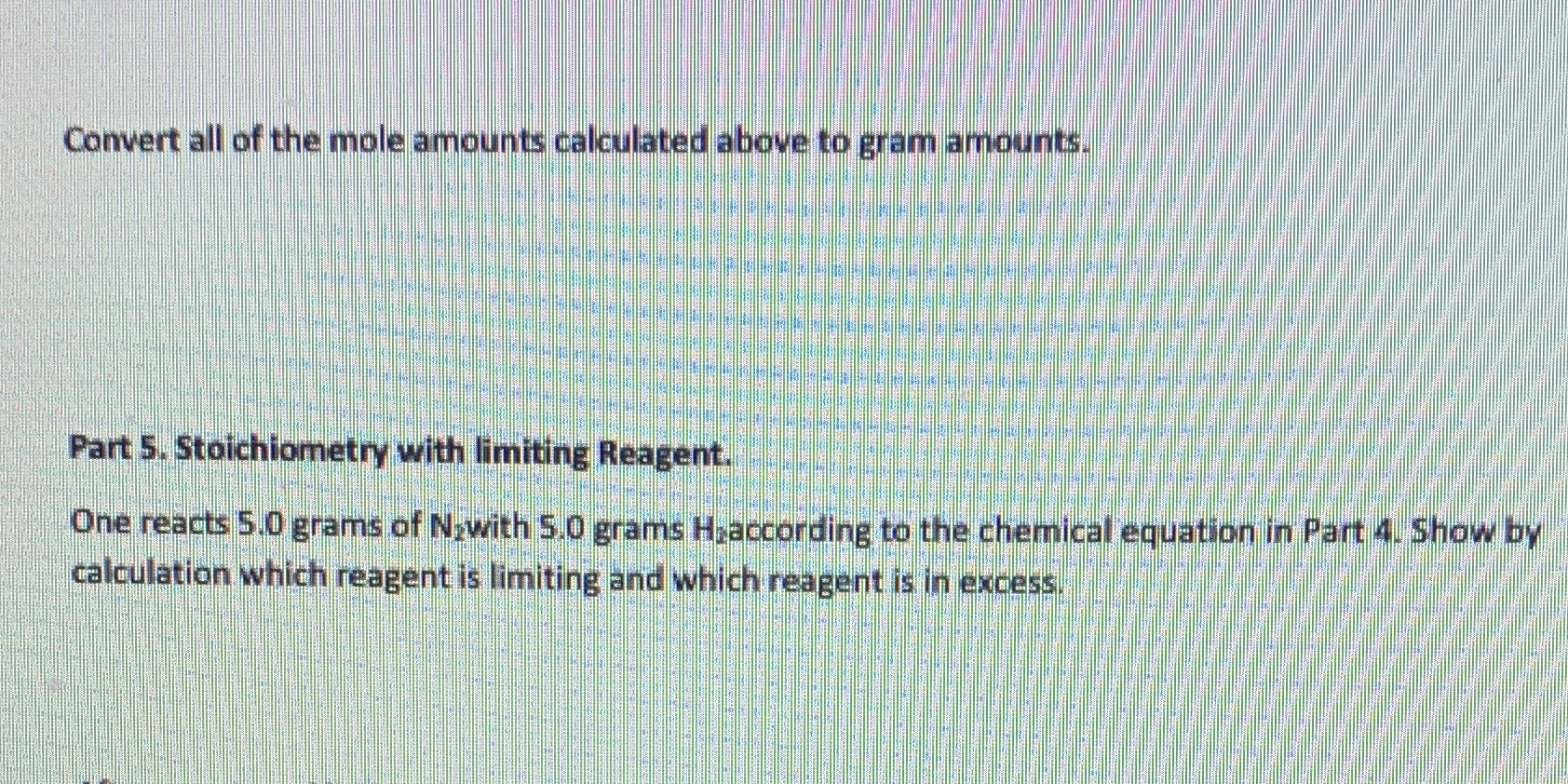 Convert all of the mole amounts calculated above