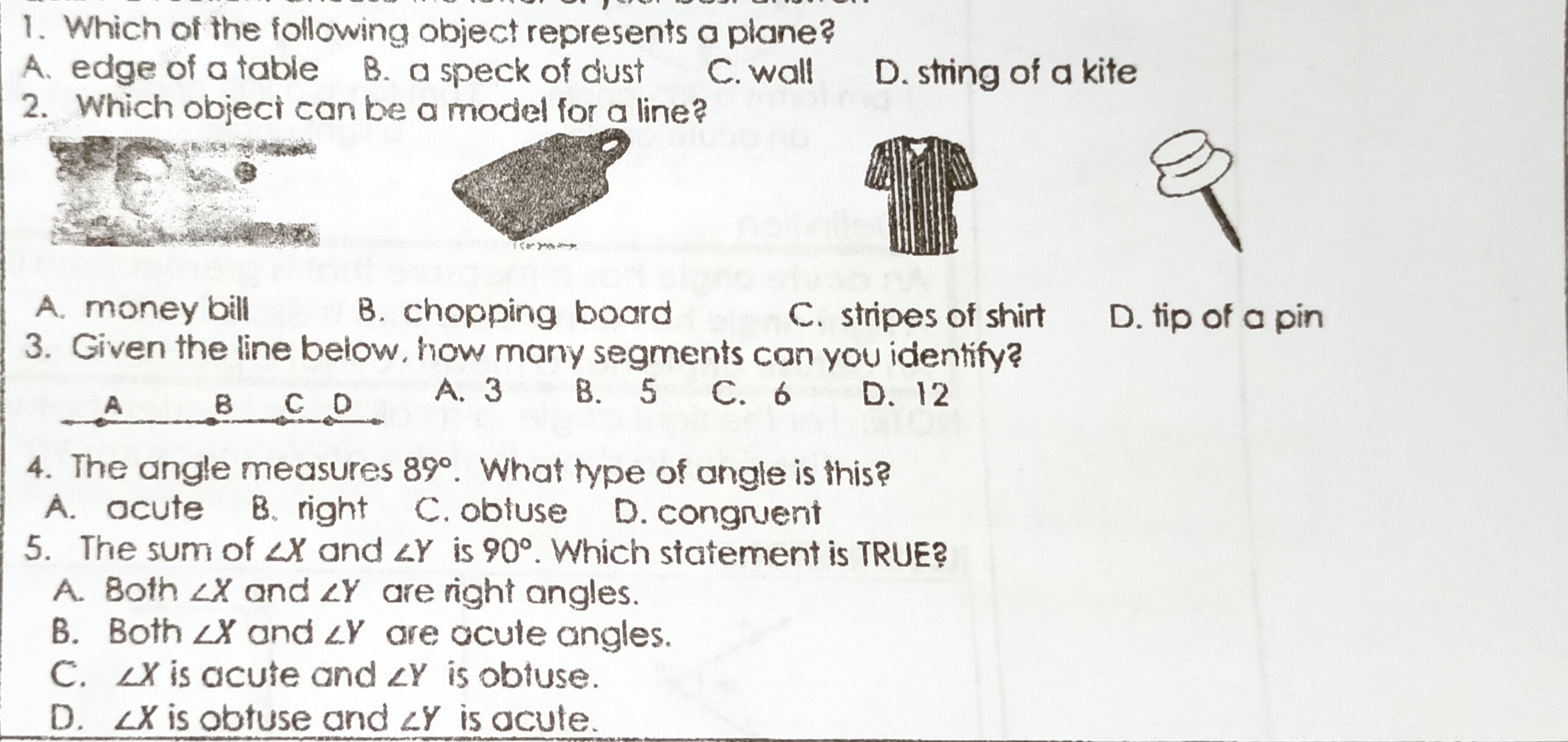 1. Which of the following object represents a