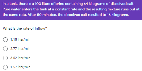 In a tank, there is a 100 liters of brine