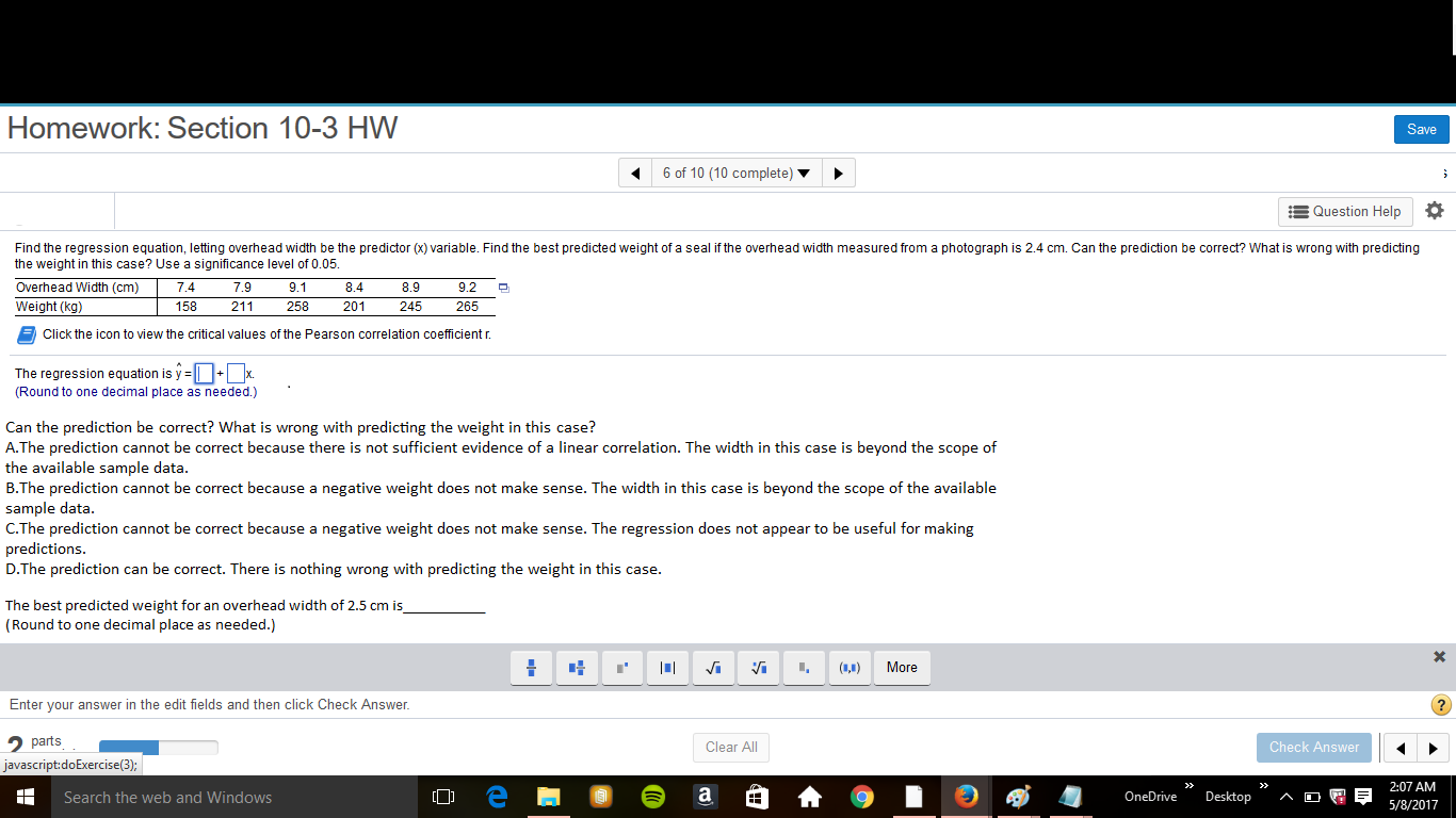 Homework: Section 10-3 HW 1 8 of10 [10 complete)v