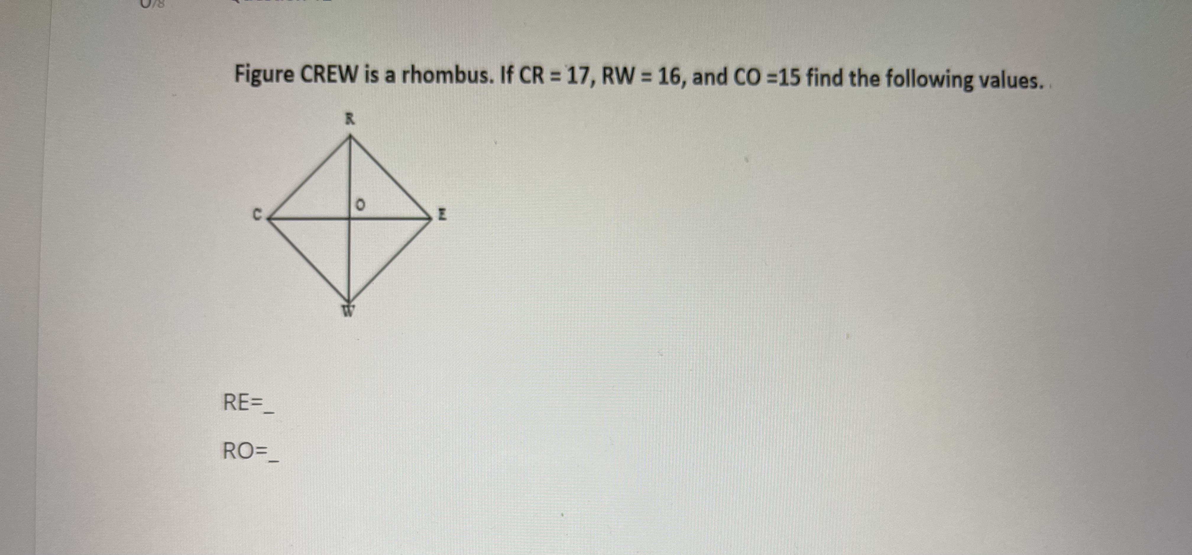 \fS W R V Given SW = 3, WV = 5, and SR = 6, find