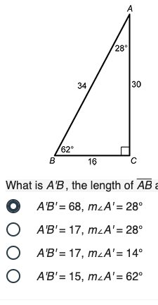 ? ABC is dilated by a factor of 1/2 to produce ?