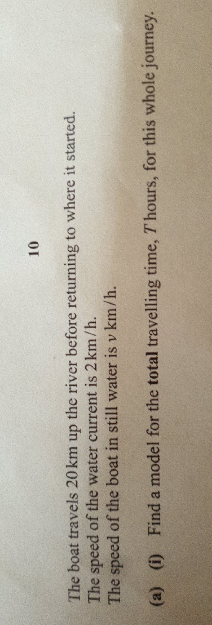 the boat travels 20 km up the river before