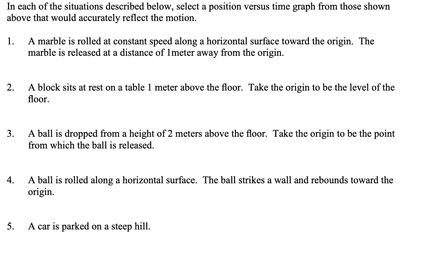 In each of the situations described below, select