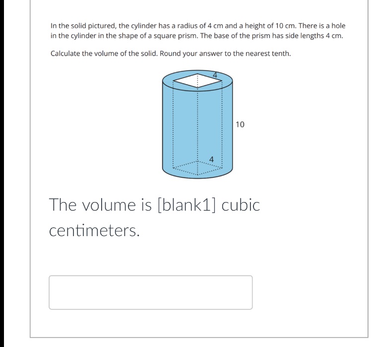 In the solid pictured, the cylinder has a radius