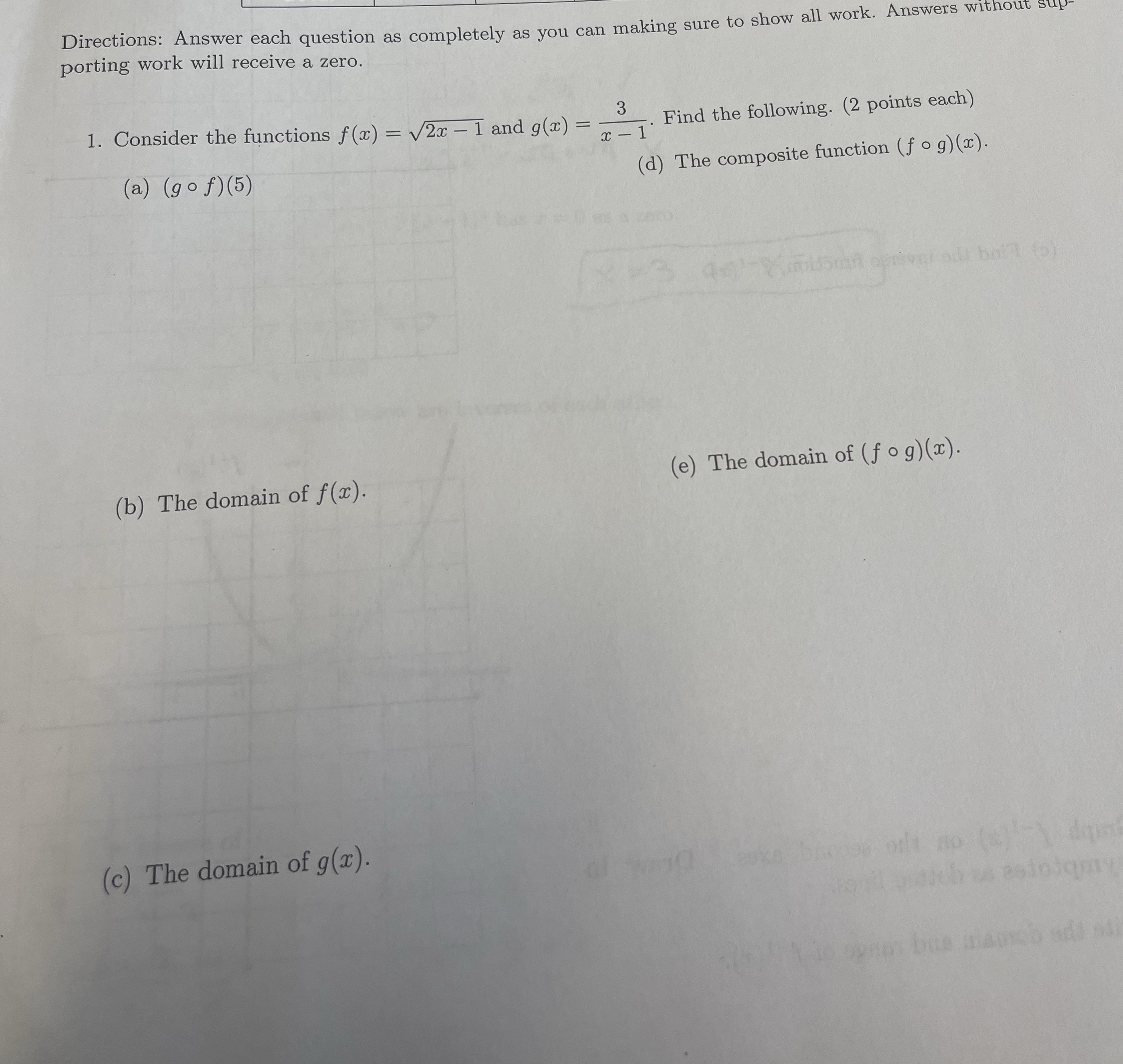 Directions: Answer each question as completely as