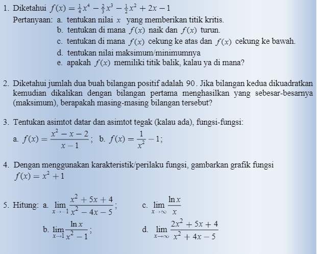 1. Diketahui f(x) =1x# - {x - }x +2x-1