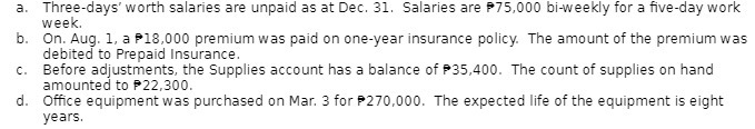a. Three-days' worth salaries are unpaid as