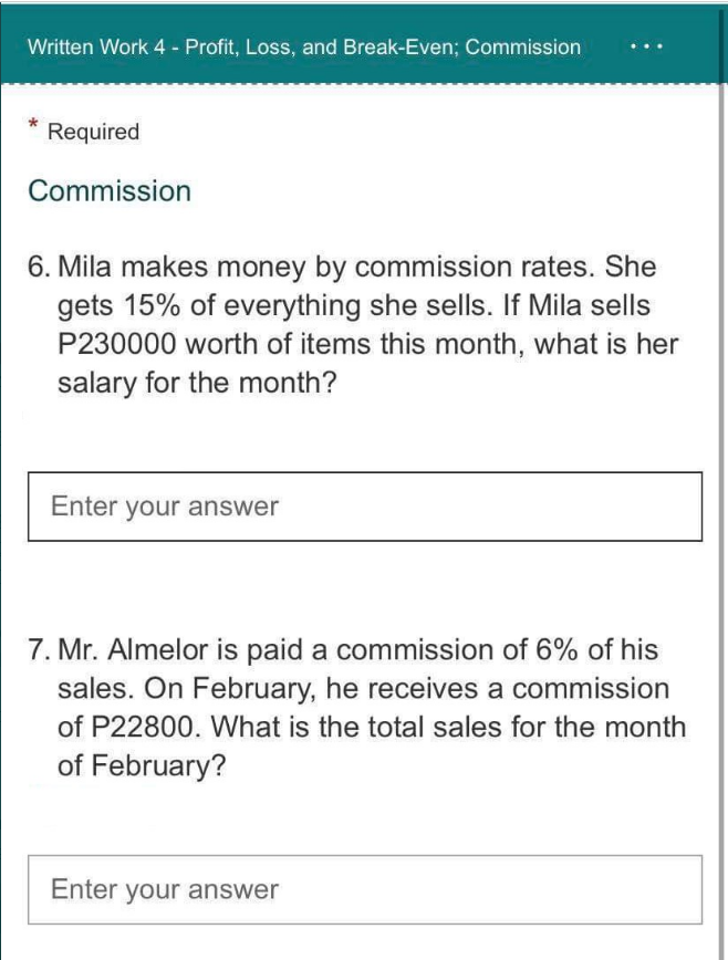 Written terms-:1 - Profit Loss. and Break-Even: