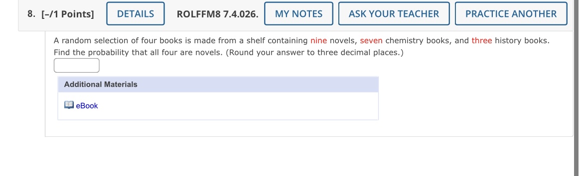 A random selection of four books is made from a