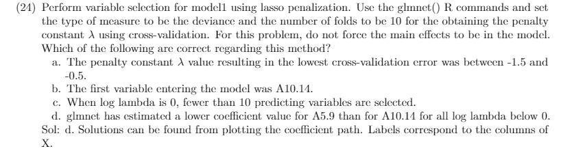 (24) Perform variable selection for modell using