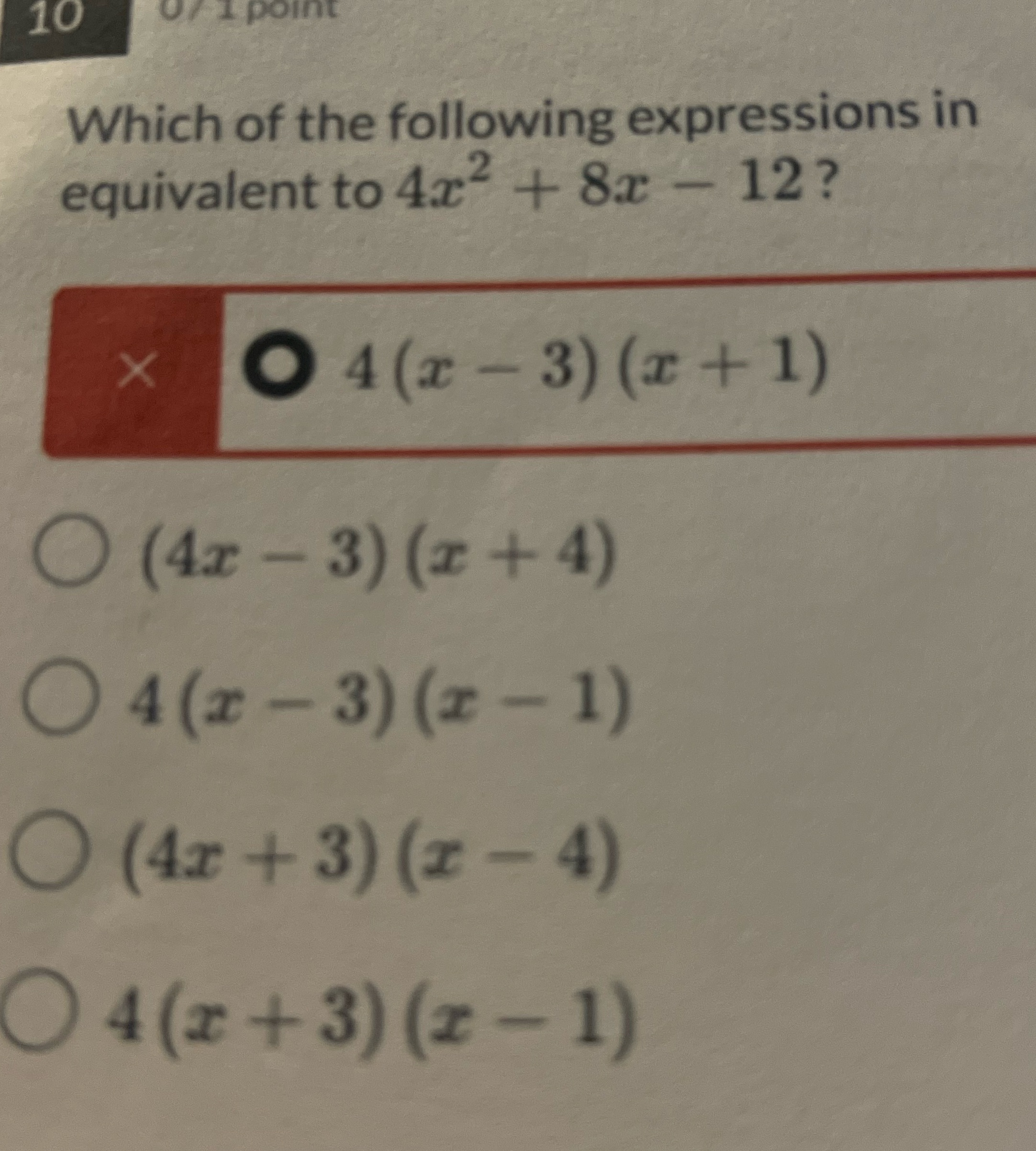 10 07 1 point Which of the following expressions