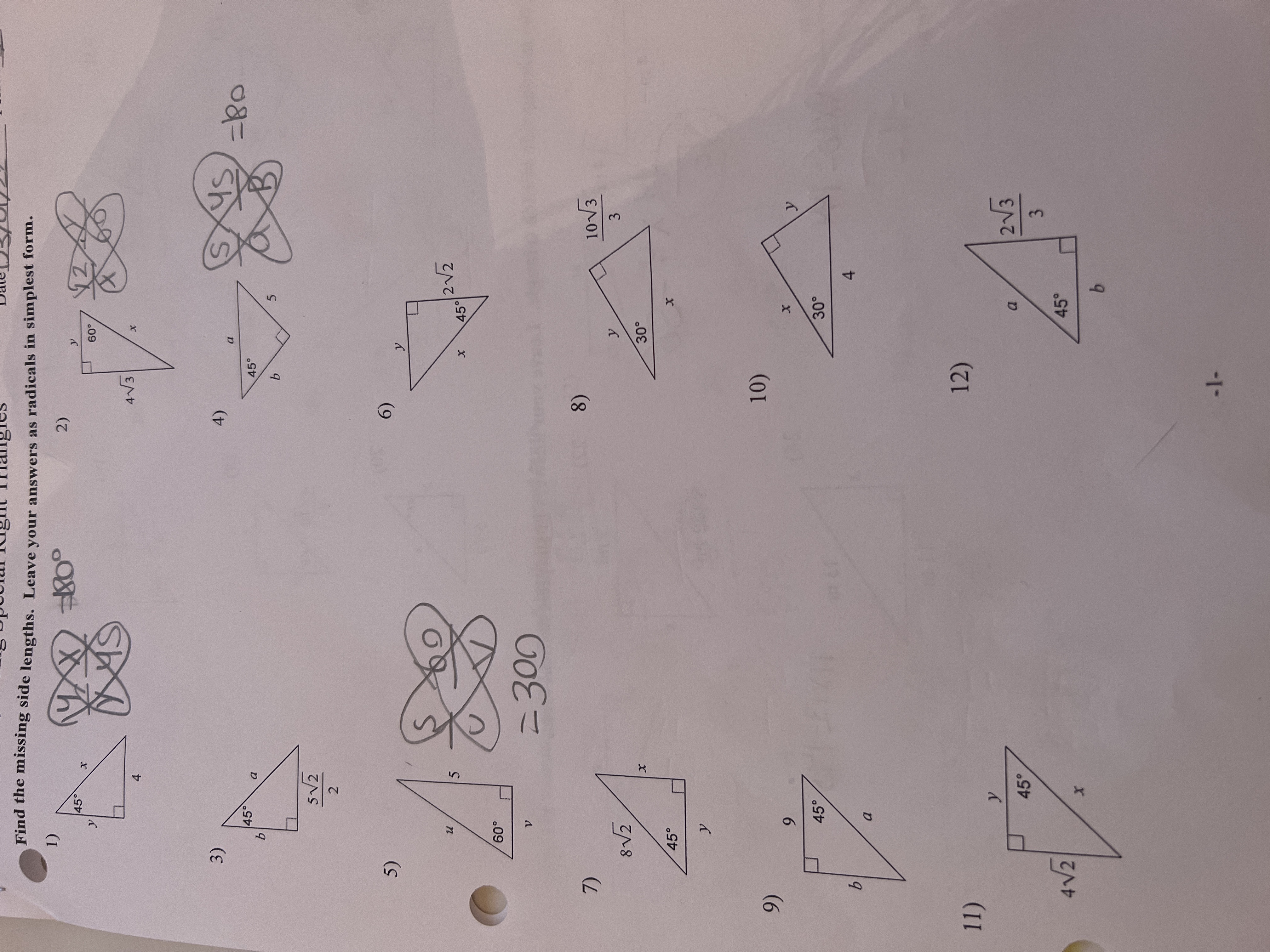 Find the missing side lengths. Leave your answers