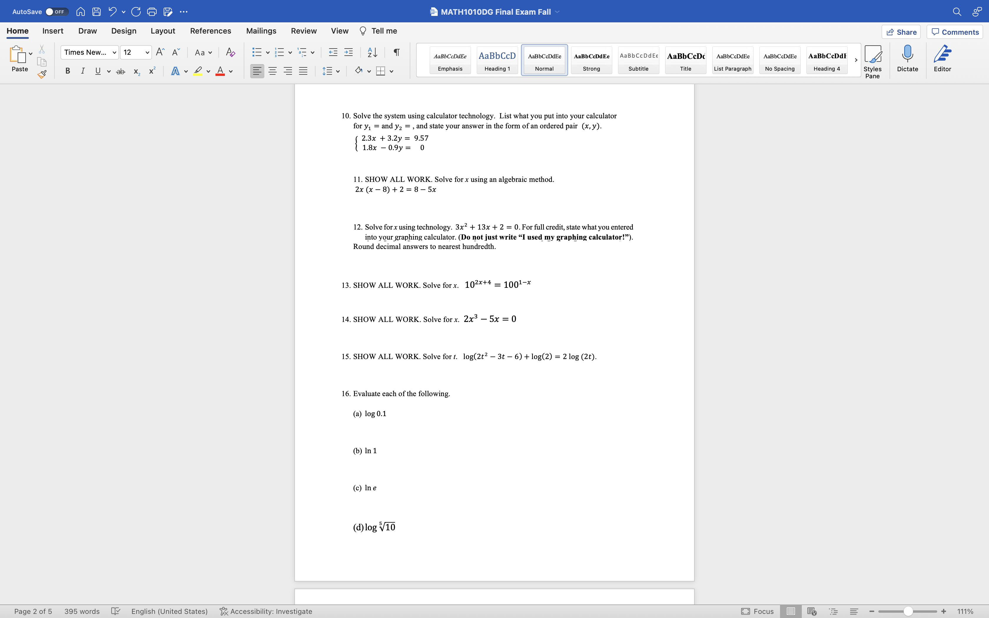 AutoSave OFF AH ? CGP ... MATH1010DG Final Exam