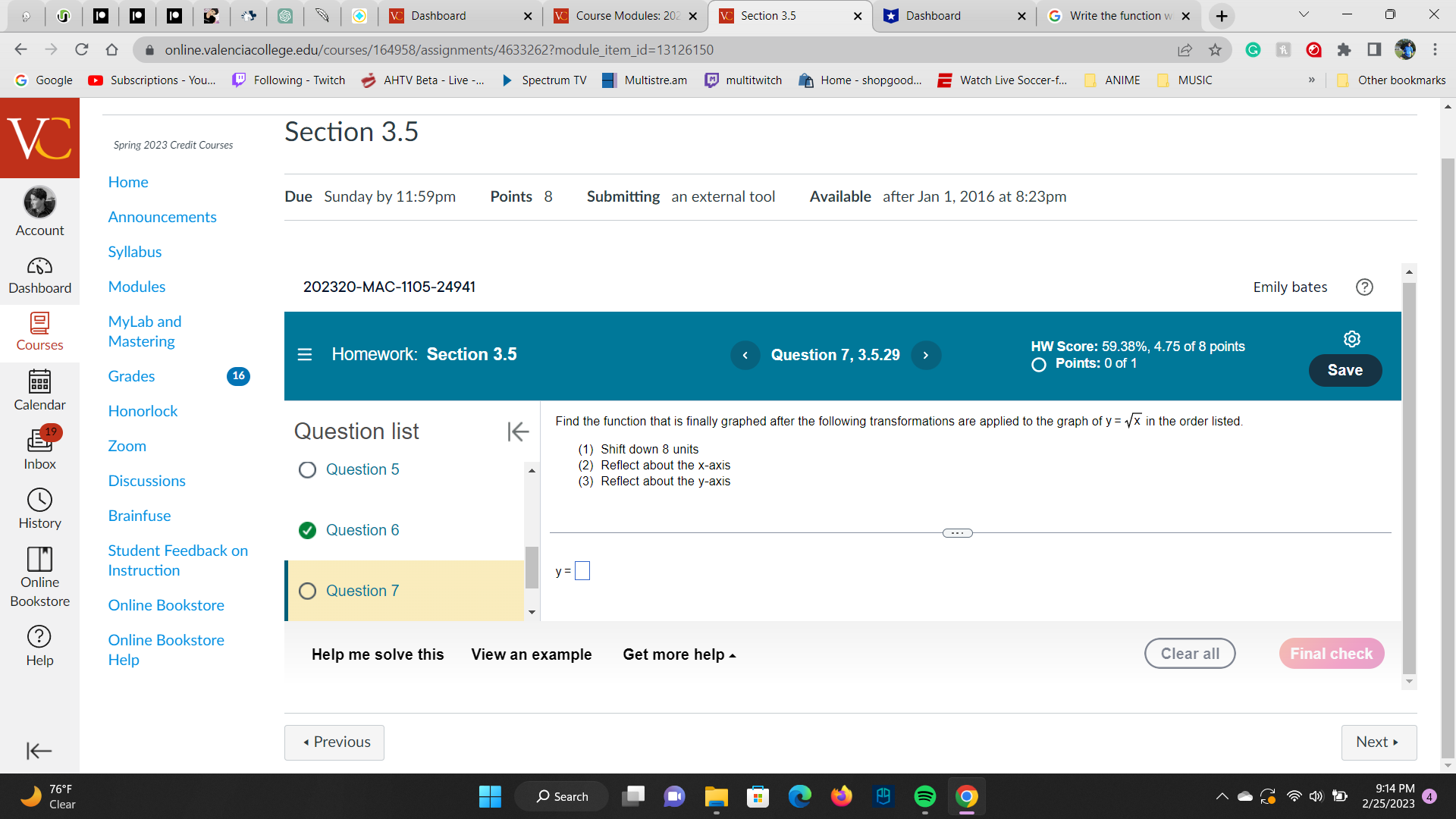 \\ Dashboard X V Course Modules: 202 x V Section