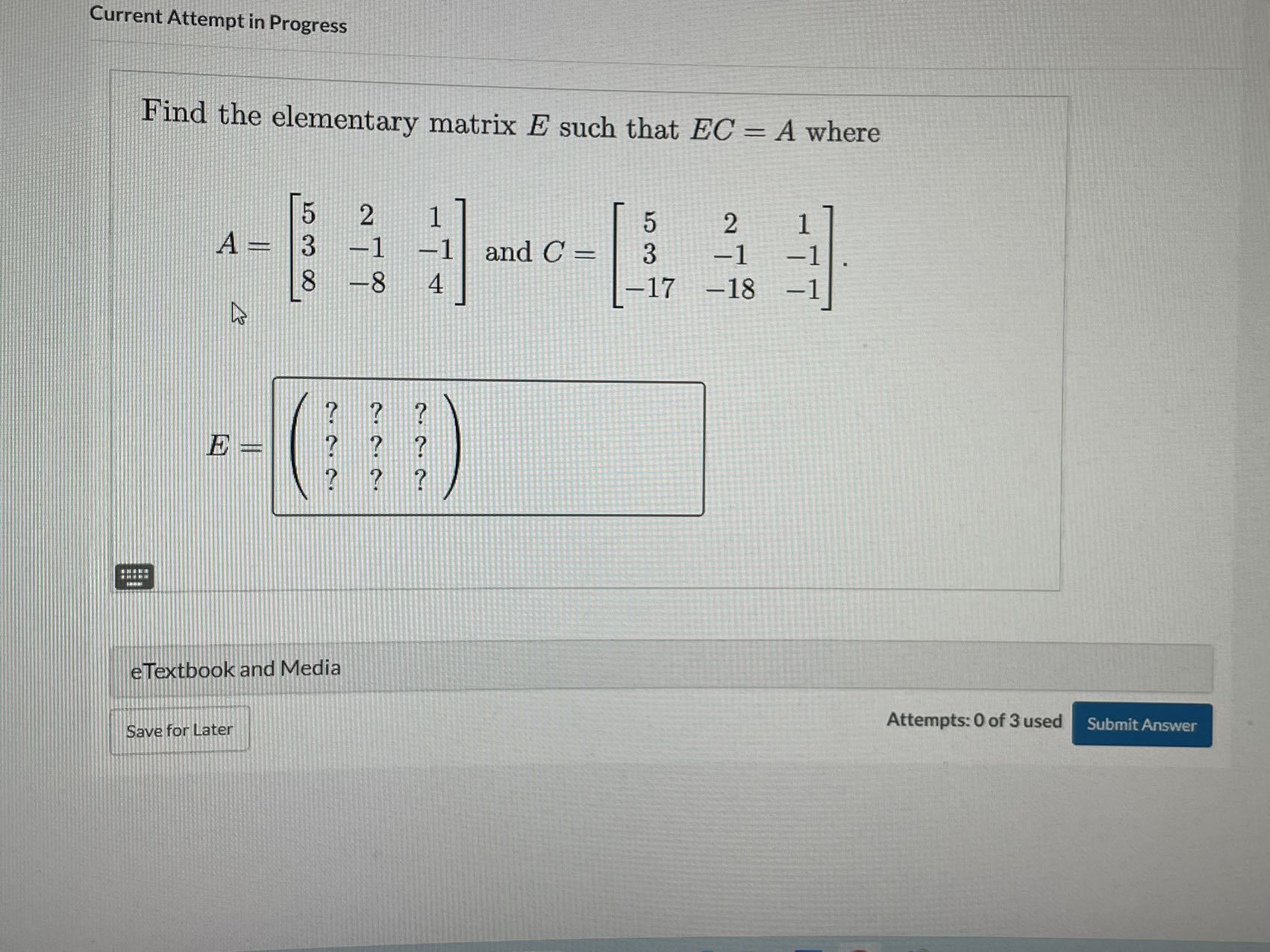 Current Attempt in Progress Find the elementary