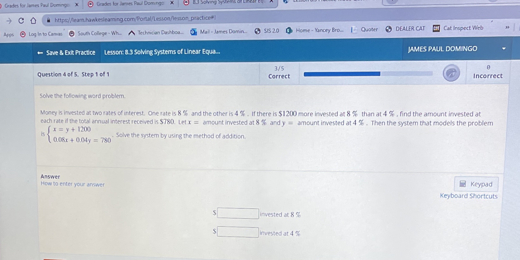 Grades for James Paul Domingo: X @ Grades for