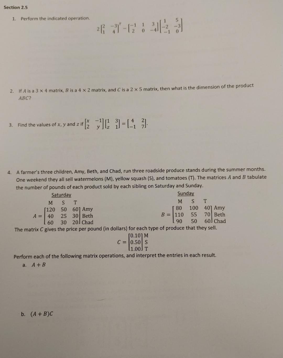 Finite Math 200 Question need help with all 4