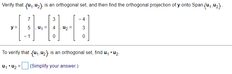 Q1: Write x as the sum of two vectors, one in