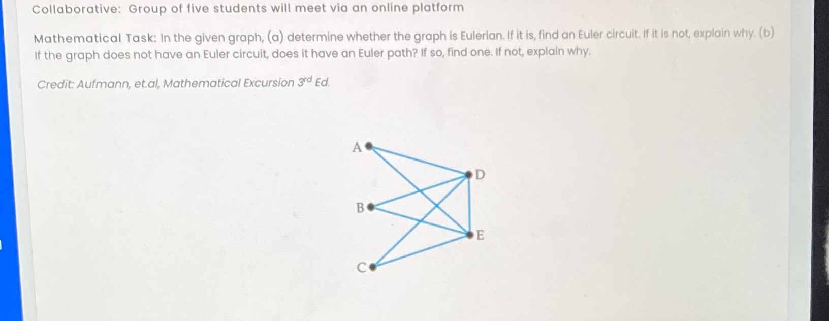 Collaborative: Group of five students will meet