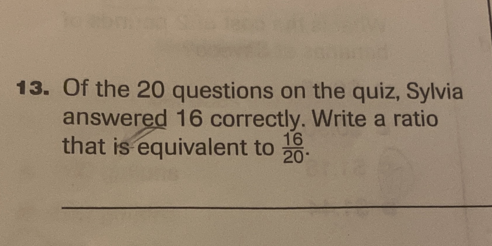 13. Of the 20 questions on the quiz, Sylvia