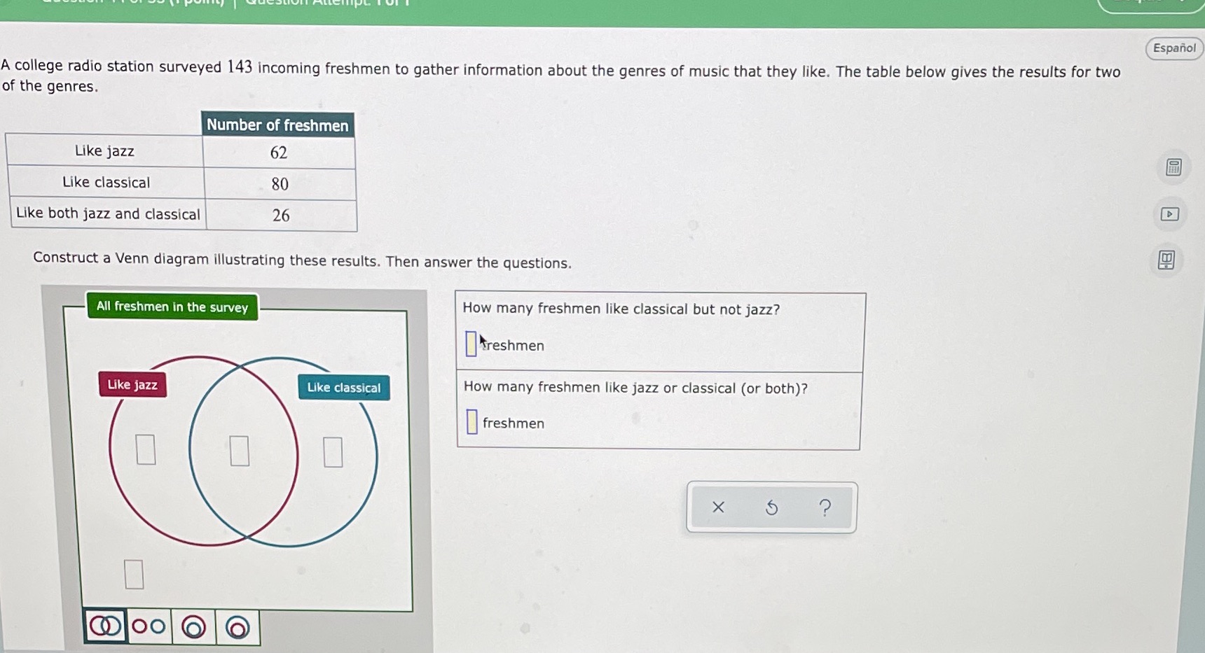 Espanol A college radio station surveyed 143