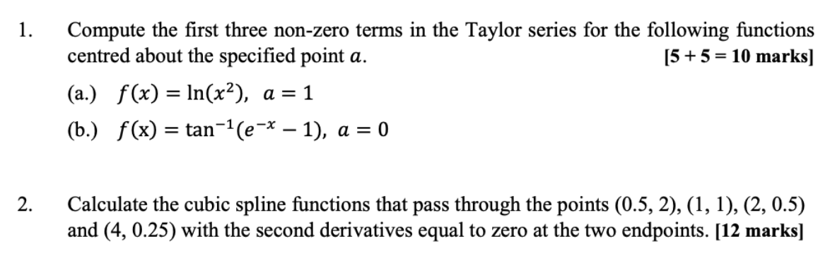 1. Compute the first three non-zero terms in the