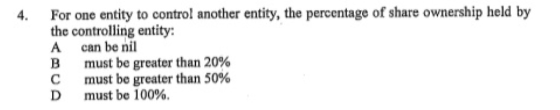 4. For one entity to control another entity, the