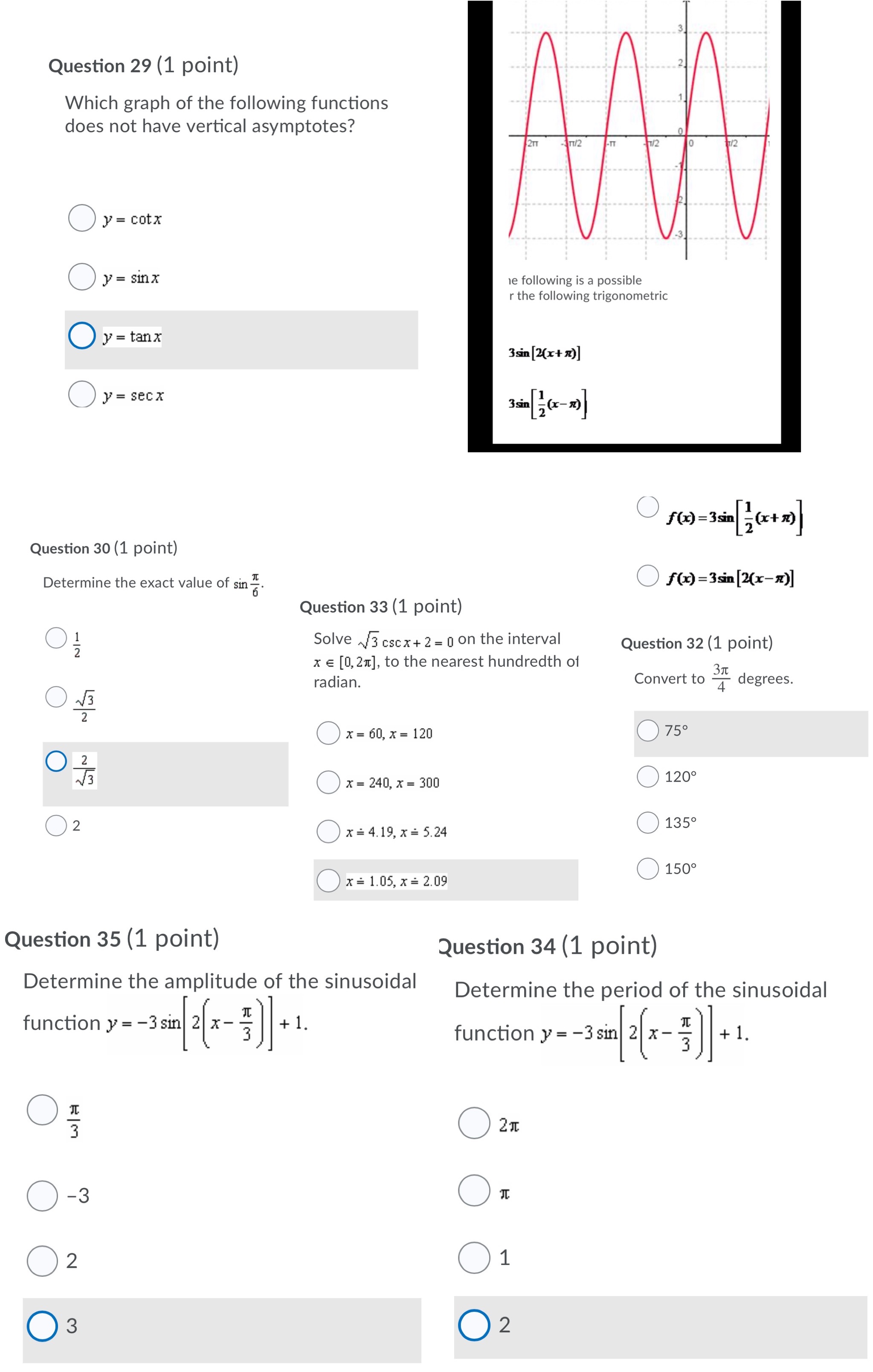 Advance functions 29 to 35 just the right answer