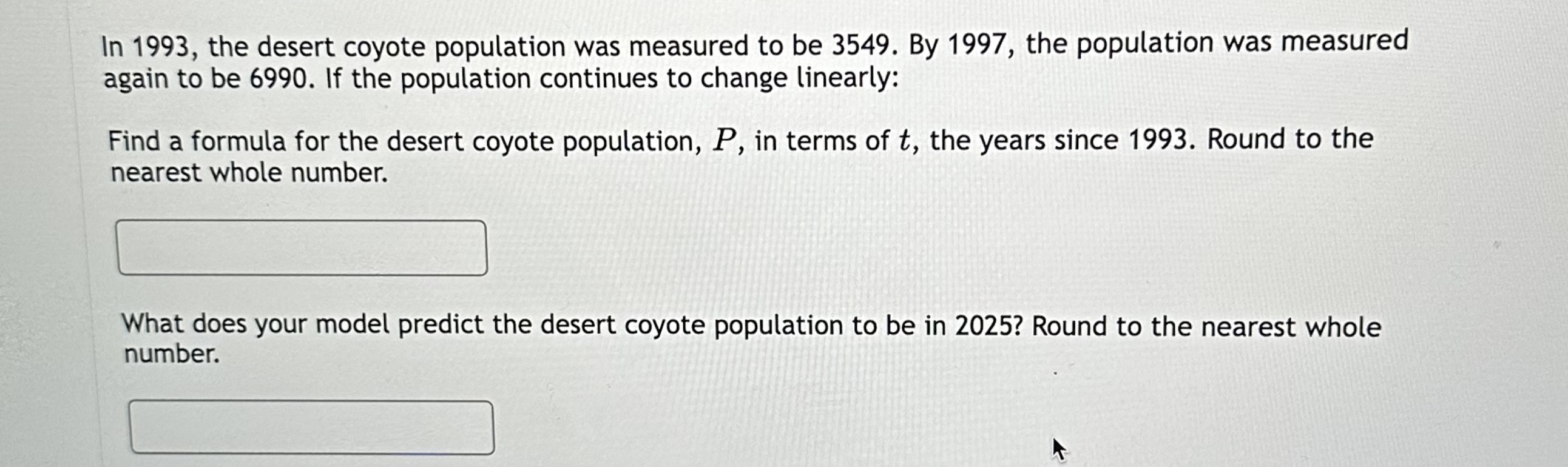 in 1993, the desert coyote population was