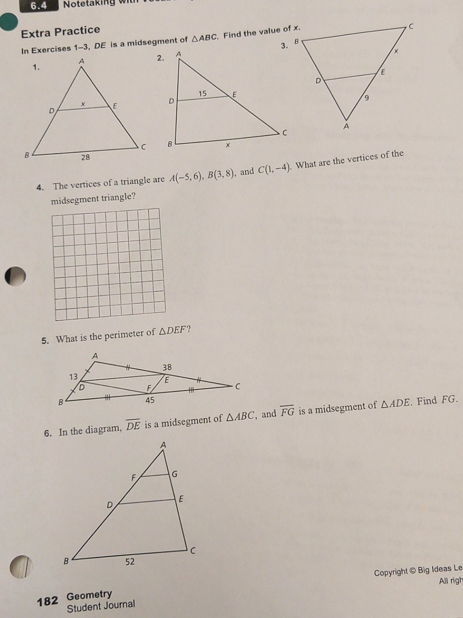 please answer 1-6 so I can check my answers 6.4