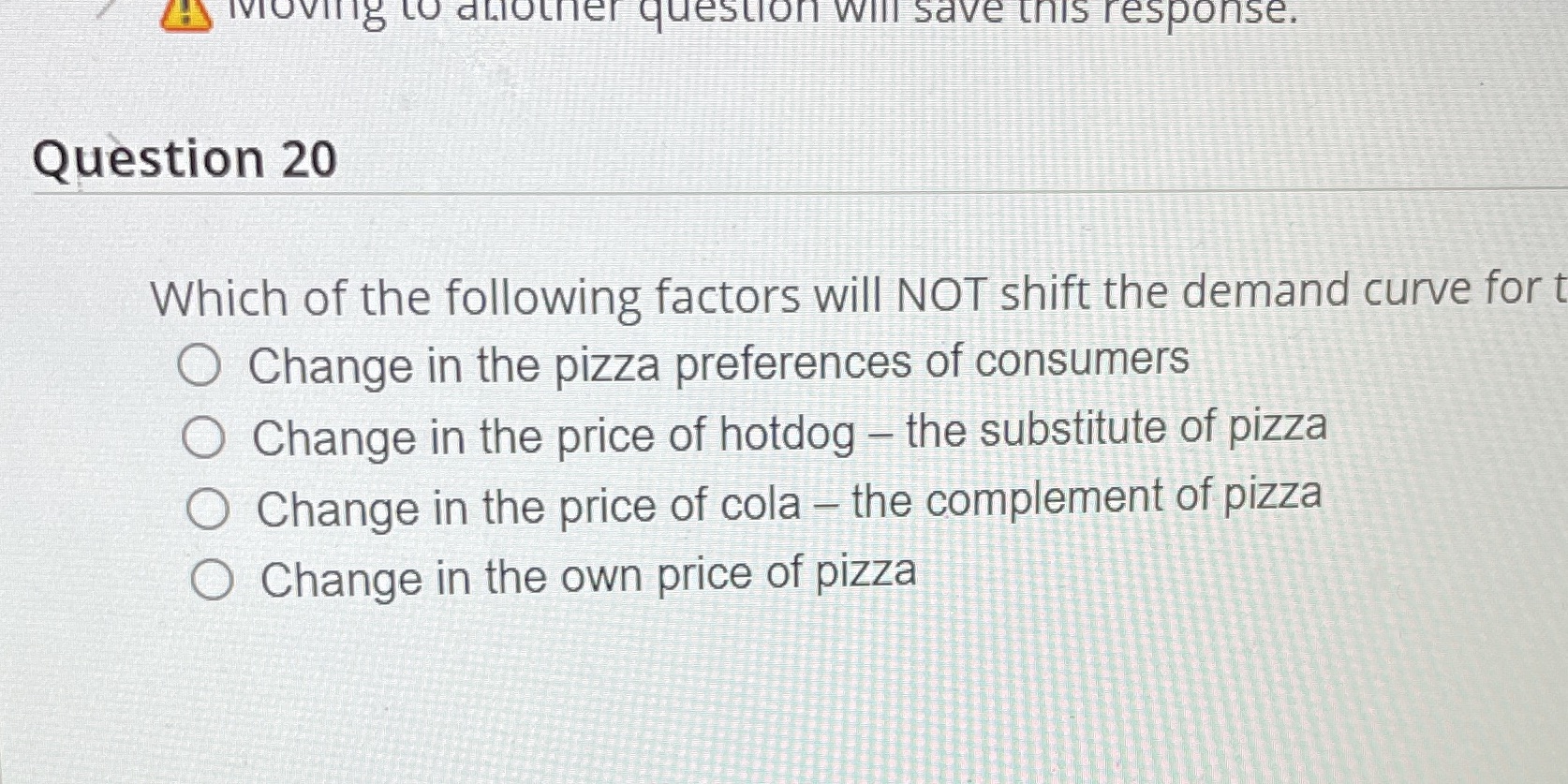 Moving to allother question will save this