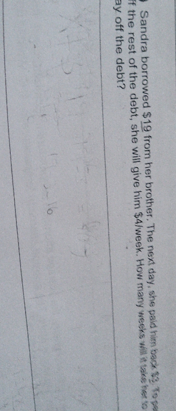 plz help me for solving this Sandra borrowed $19