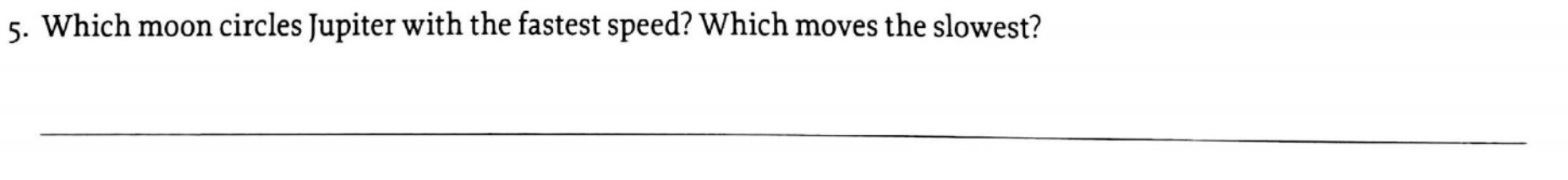 5. Which moon circles Jupiter with the fastest