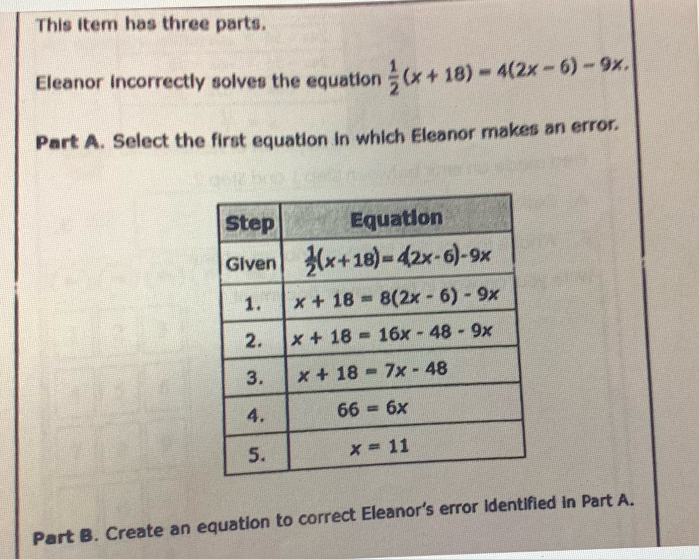 This item has three parts. Eleanor Incorrectly