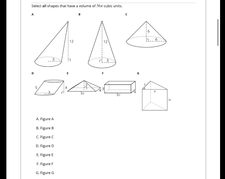 Select all shapes that have a volume of 36x cubic